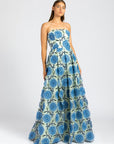 Valerie Floral Gown Blue