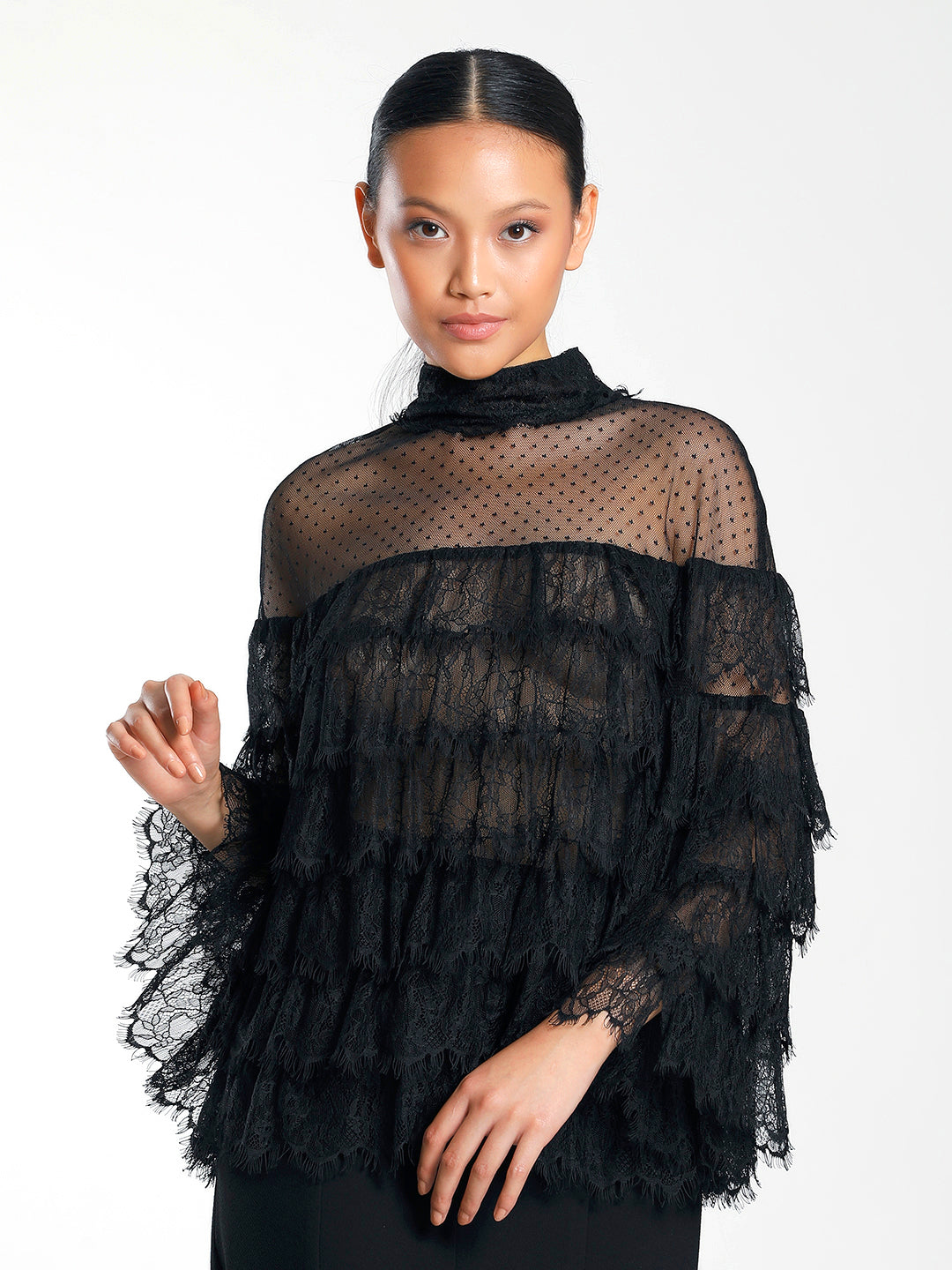 LIV BLACK TEXTURE STITCHED TOPA