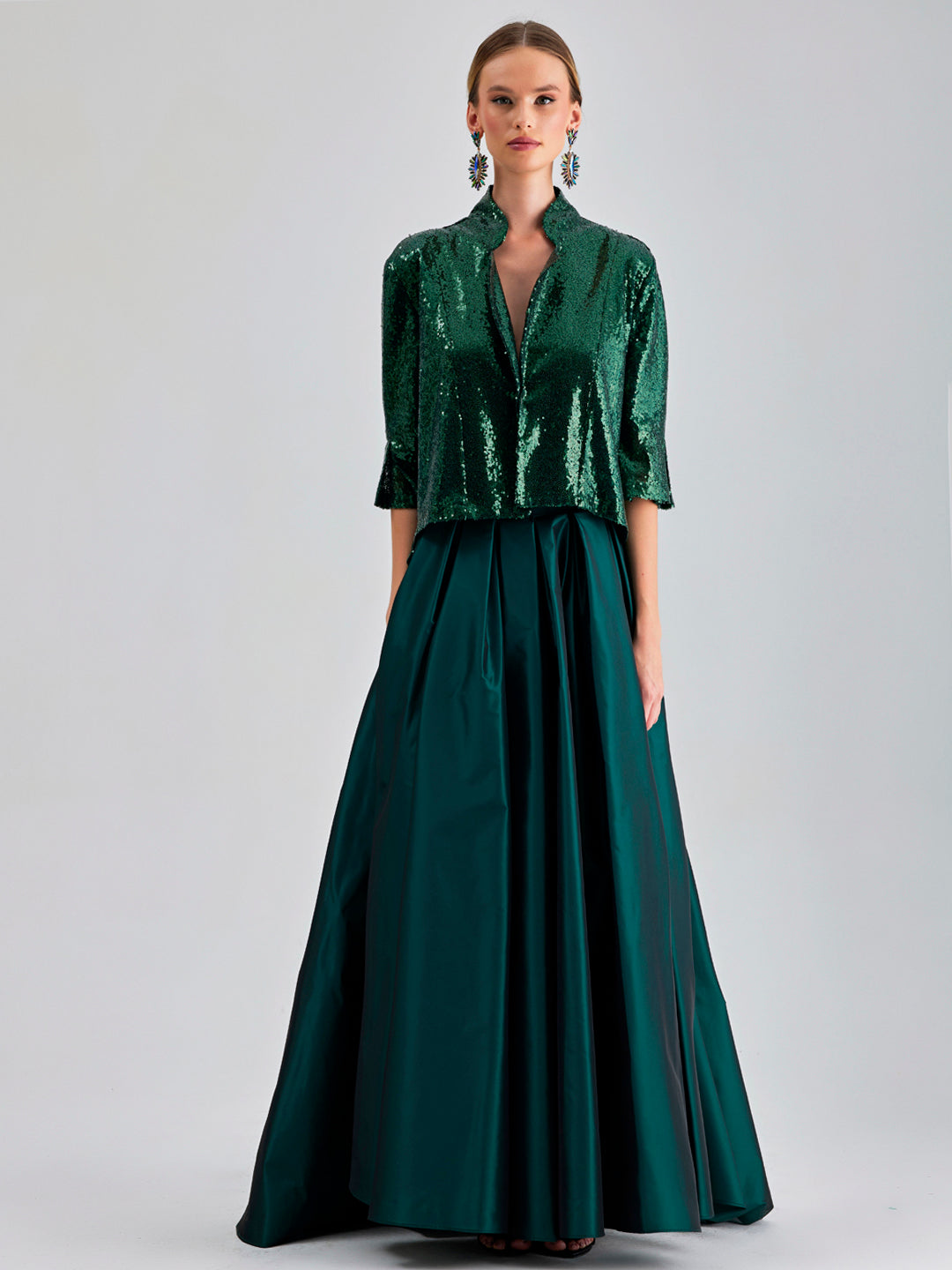 ENDA TAFFETA SKIRT GREEN