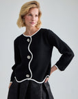 MARGAUX CARDIGAN JACKET - BLACK WHITE