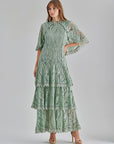 Zoya Cape Dress Green
