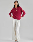 Romi Cut-Out Sweater Fucshia