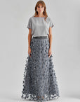 Pia Floral Skirt Grey