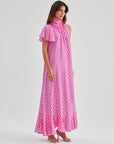 Caroline Silk Printed Dress Pink