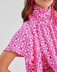 Caroline Silk Printed Dress Pink