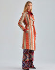Stylish Evie Jacket in coral with unique texture and fringed accents