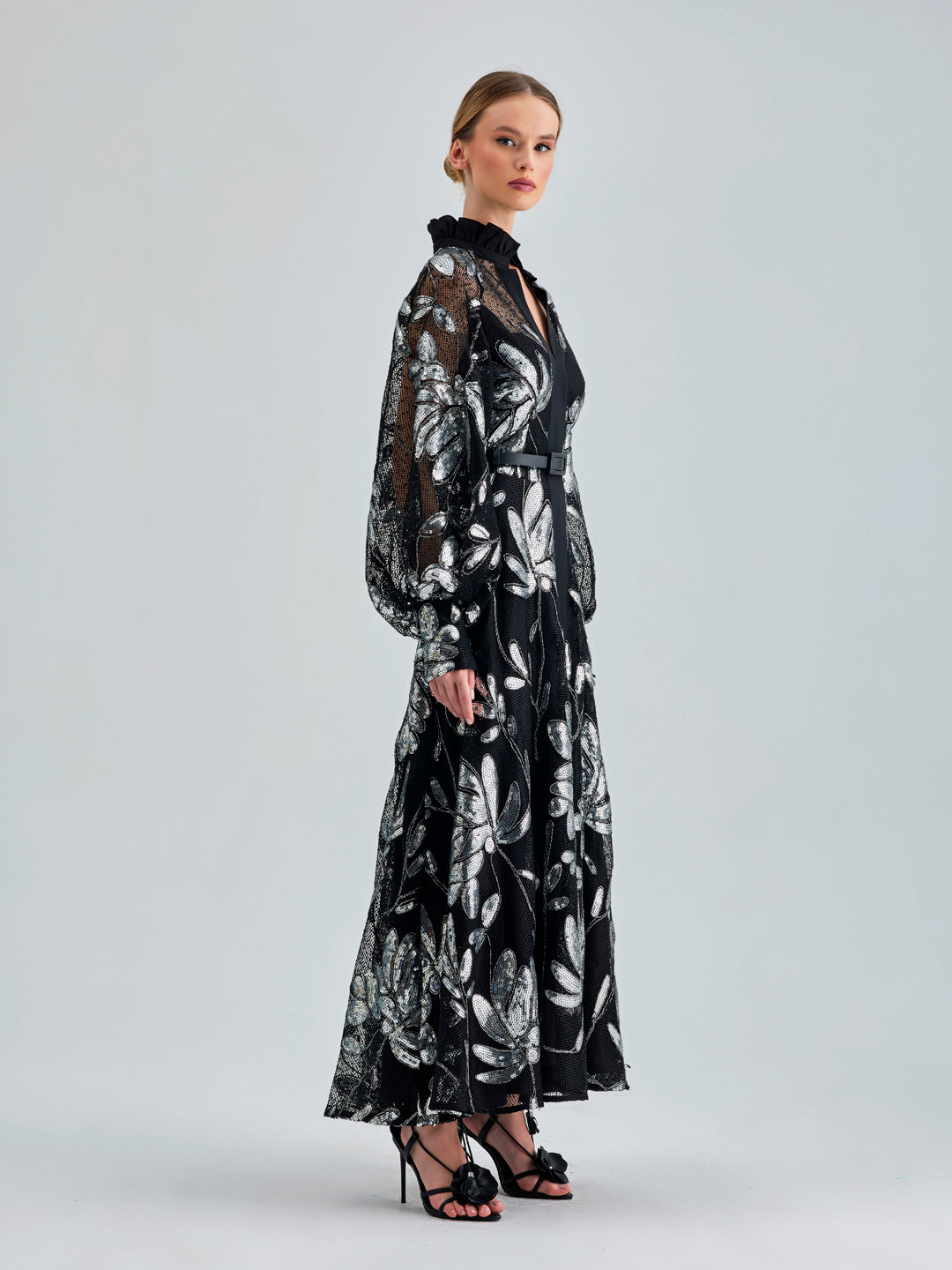 GRACE DRESS SILVER BLACK