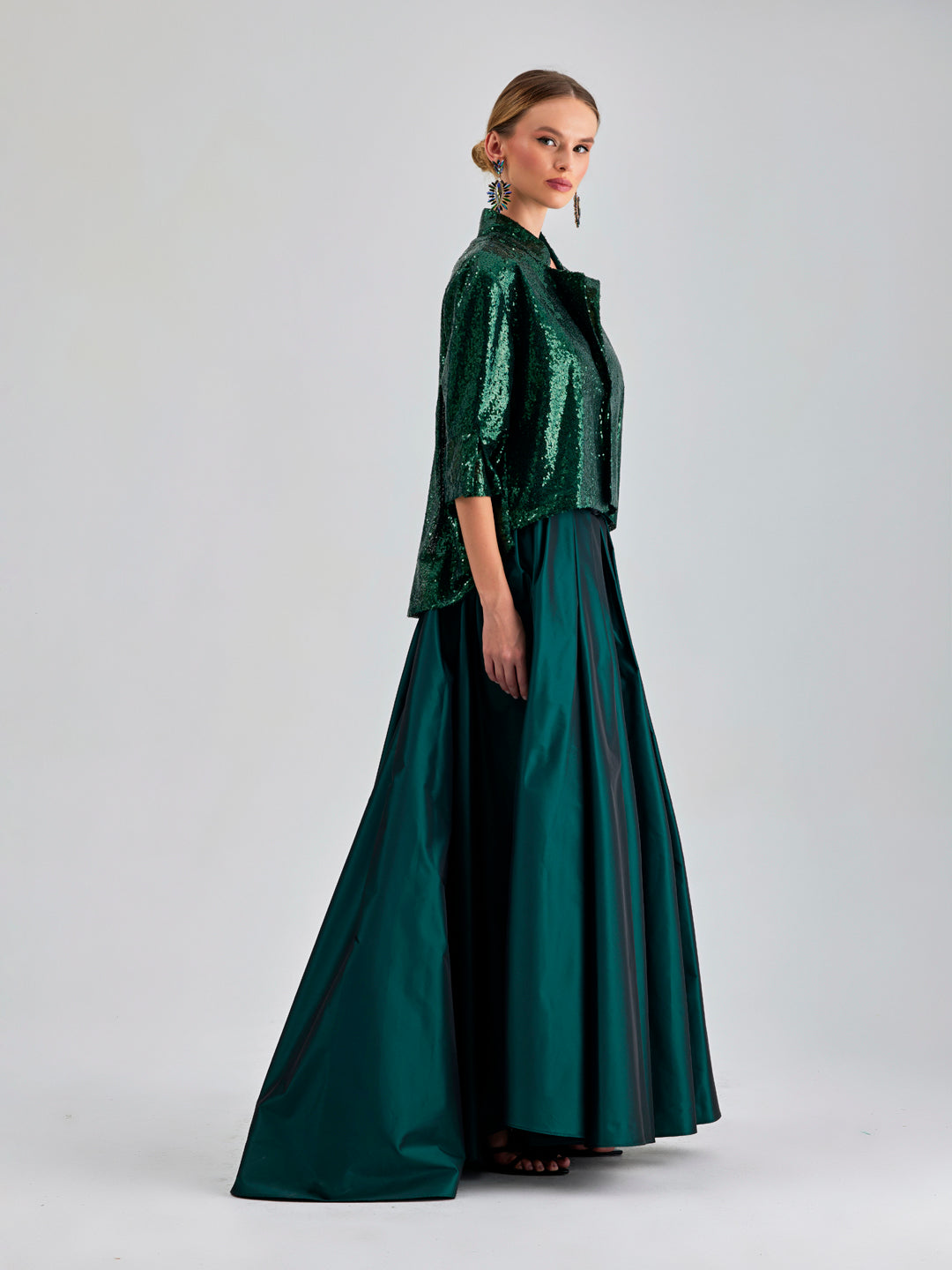 ENDA TAFFETA SKIRT GREEN