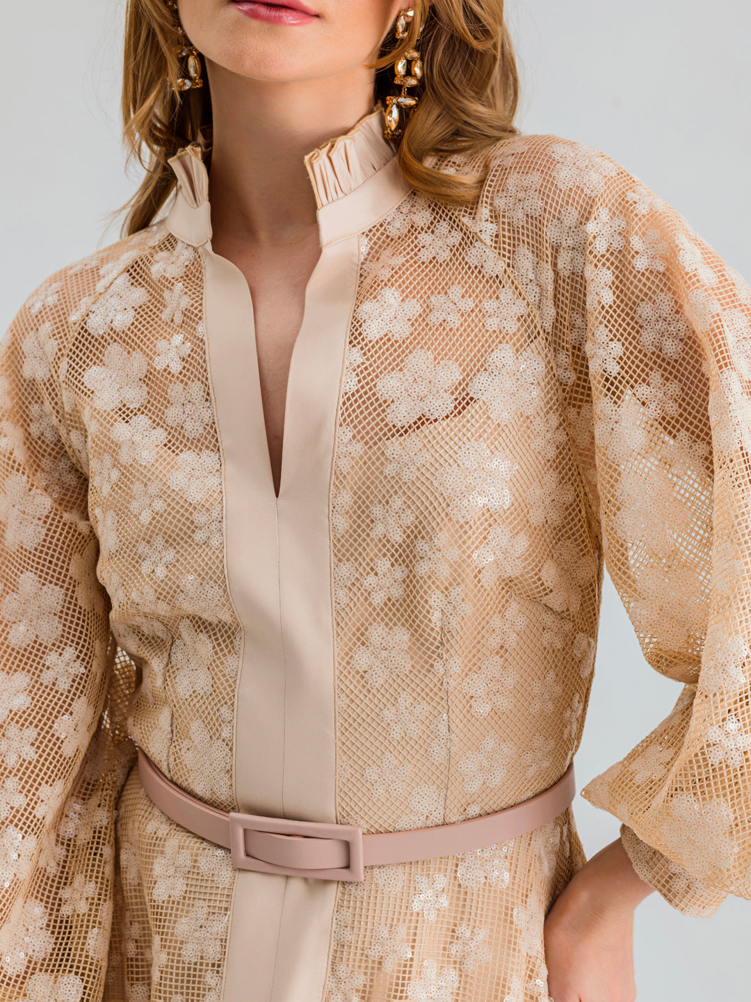 GRACE DRESS SEQUIN BEIGE