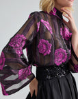 LILOU TOP - BLACK FUCHSIA
