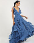 Ciara Ruffled Dress Blue