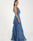 Ciara Ruffled Dress Blue