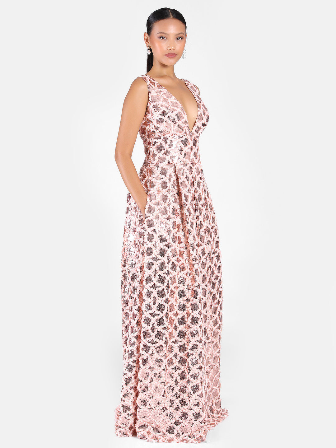 Lea Sequin Embellished Gown Pink