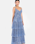Ivy Sequin Layered Gown Blue