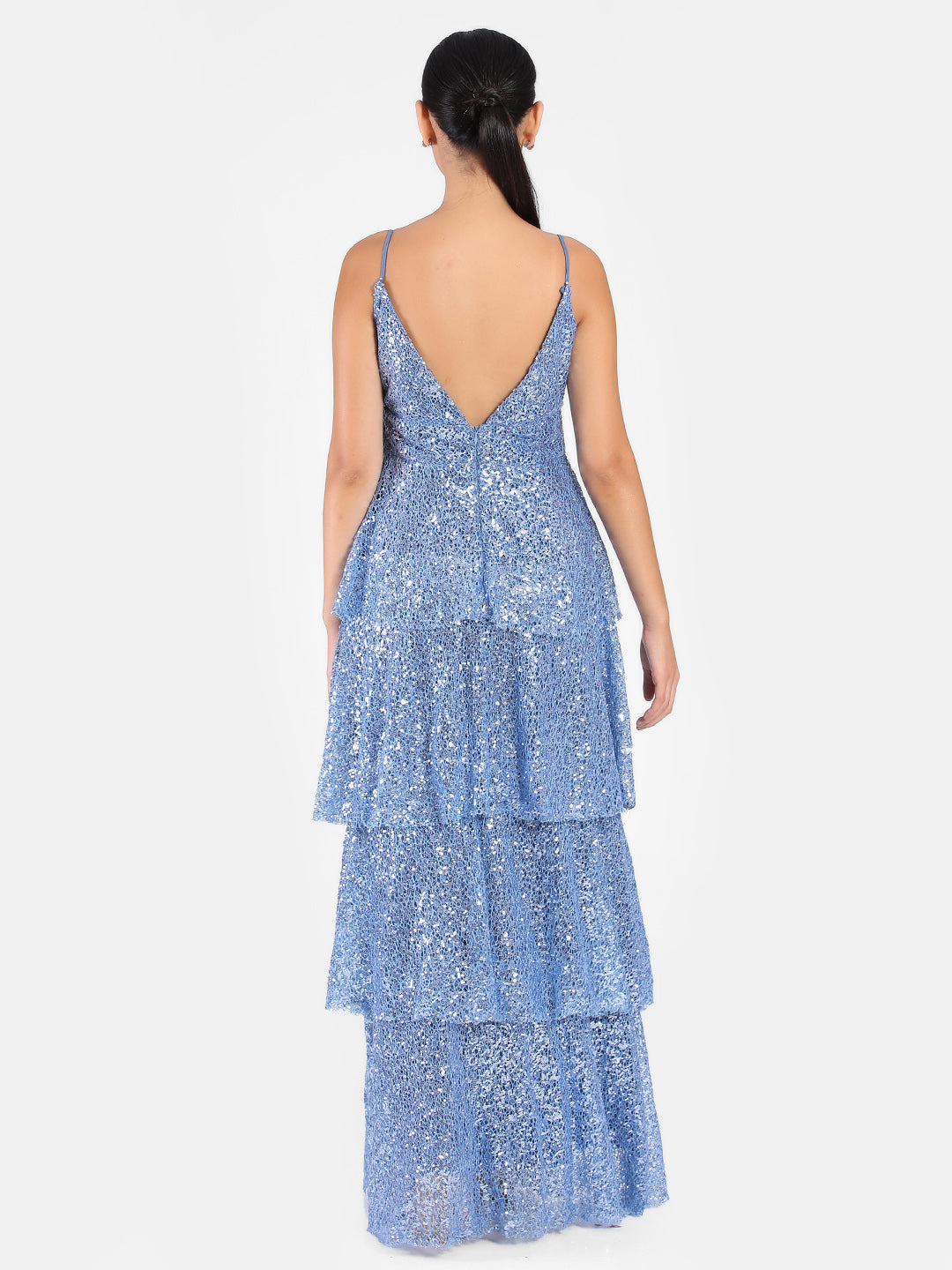 Ivy Sequin Layered Gown Blue