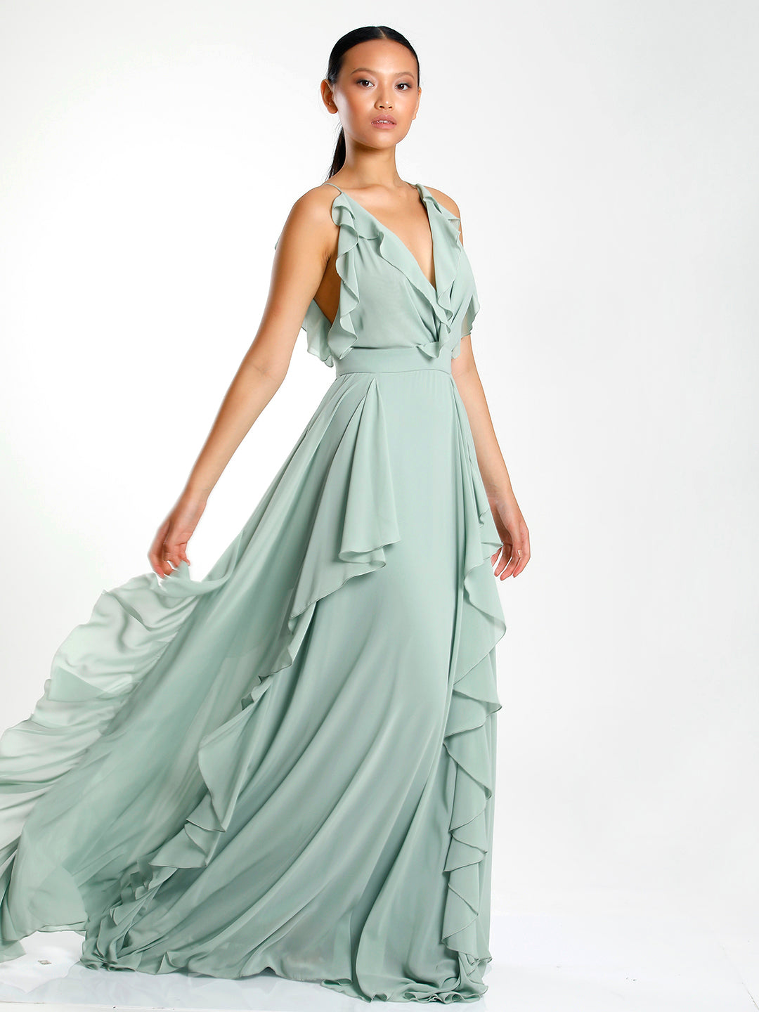 Ciara Ruffled Dress Green