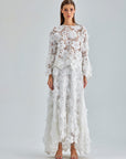 Amal Set White floral lace two-piece outfit for formal events