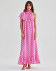 Caroline Silk Printed Dress Pink