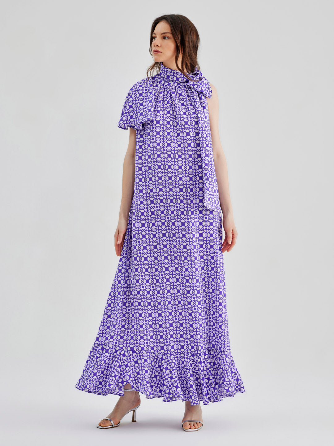 Caroline Silk Printed Dress Violet