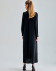 Timeless black silk maxi dress for evening wear