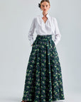 Enda Taffeta Skirt Green Multicolor featuring vivid hues and pleated detailing for springtime sophistication