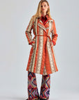 Evie Jacket Coral vibrant jacket with playful fringed patterns