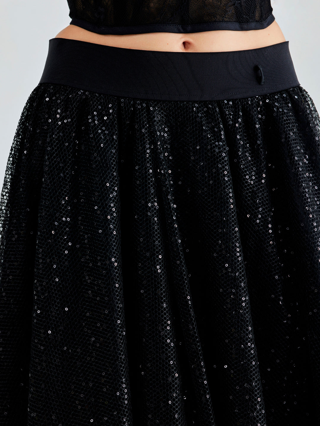 Enchanting Freya Skirt featuring a striking combination of tulle and sequins for elegant, high-fashion appeal