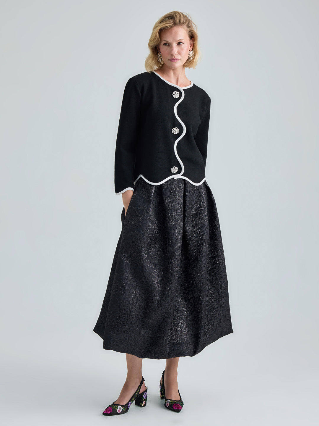 MARGAUX CARDIGAN JACKET - BLACK WHITE