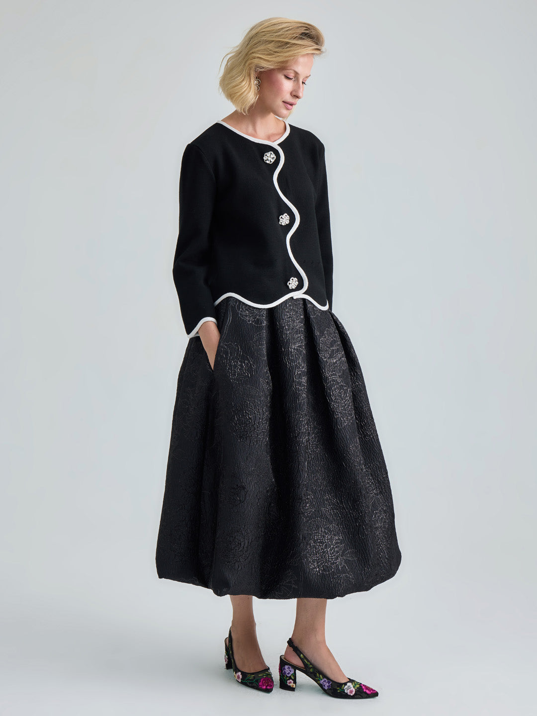 MARGAUX CARDIGAN JACKET - BLACK WHITE