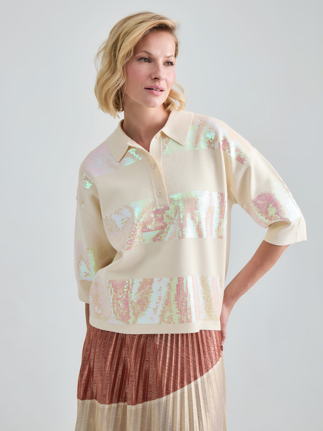 ALIX TOP - BEIGE MULTI