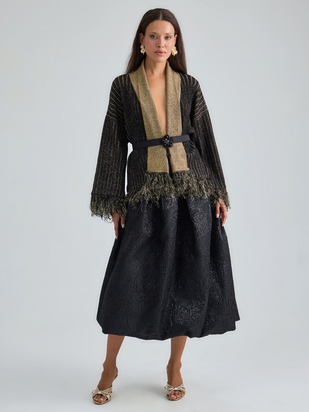 ELARIS CARDIGAN JACKET - BLACK GOLD