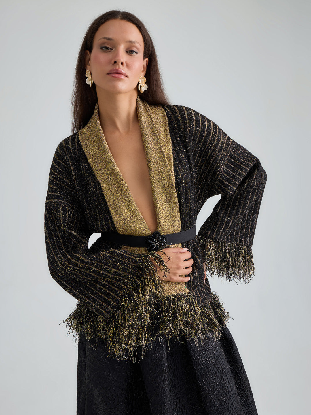 ELARIS CARDIGAN JACKET - BLACK GOLD