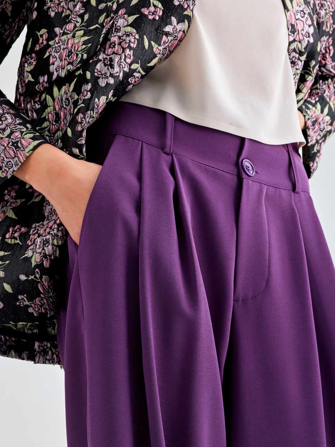 Sophisticated Jenna Pants in rich violet hue with concealed zipper