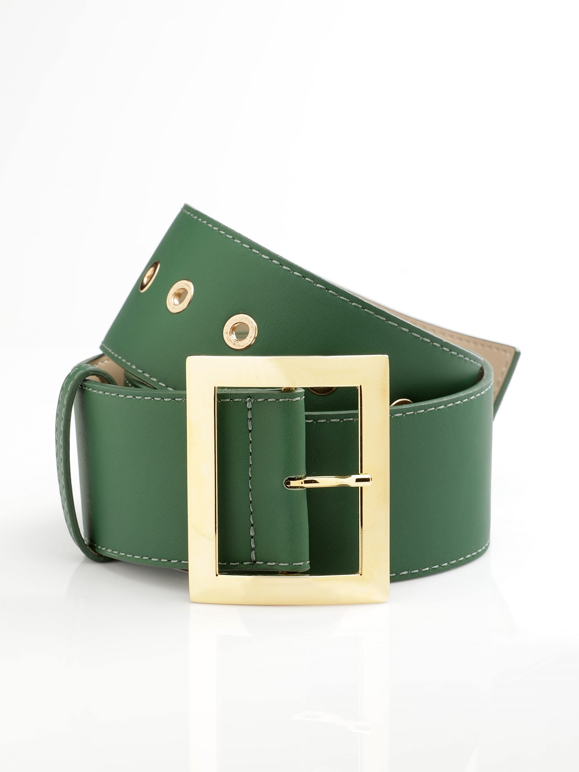 حزام كيلي جلد أخضر داكن