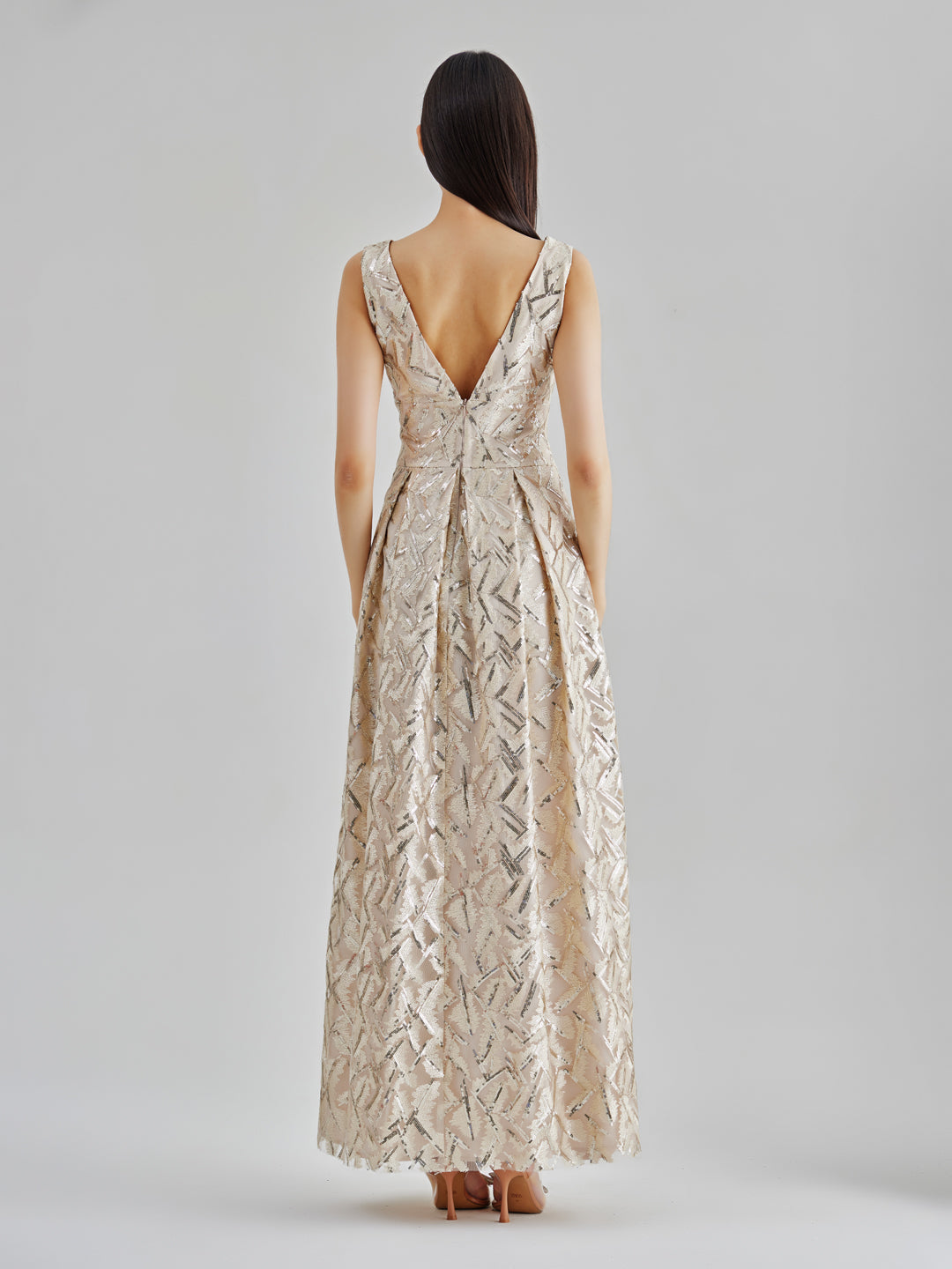 Lea Line Sequin Gown Champagne