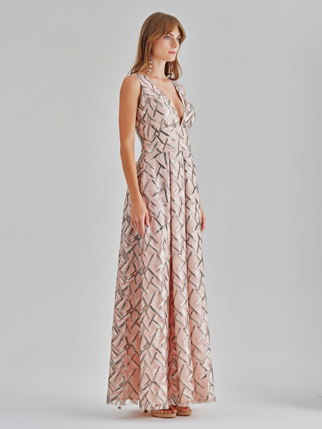 Lea Line Sequin Gown Blush