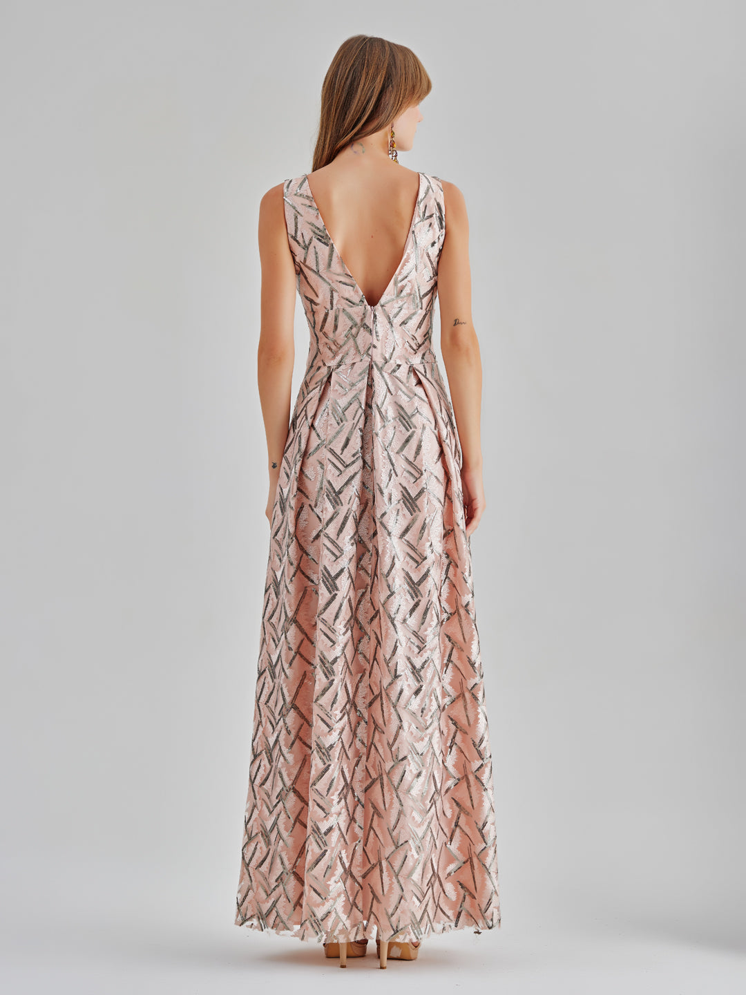 Lea Line Sequin Gown Blush