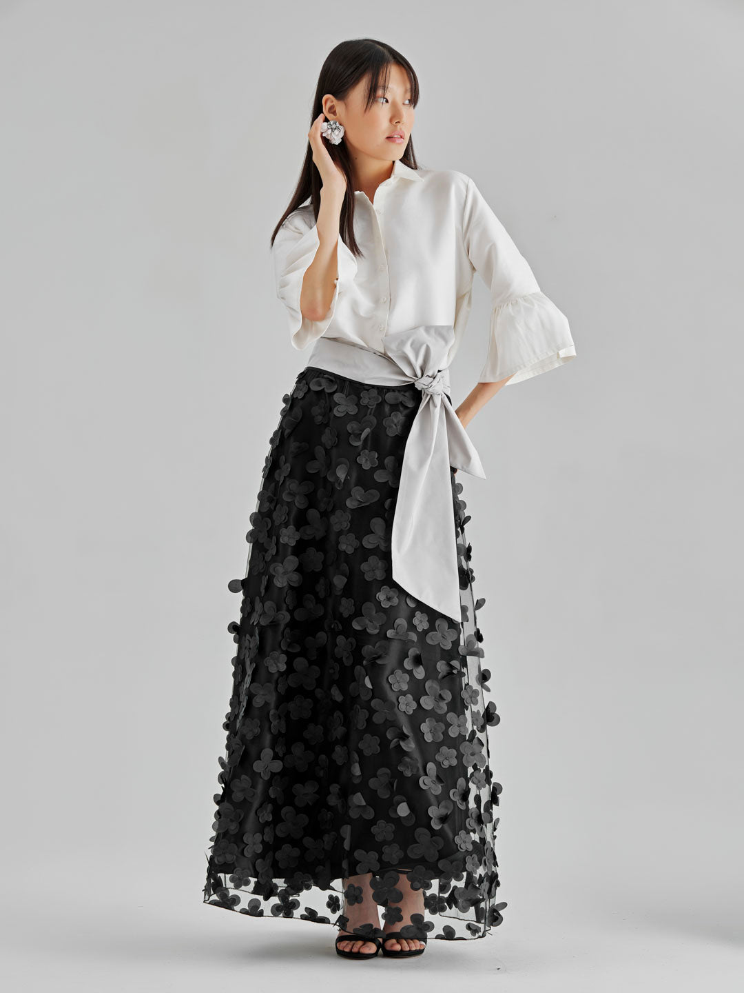 Pia Floral Skirt Black