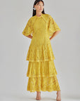 Zoya Cape Dress Yellow