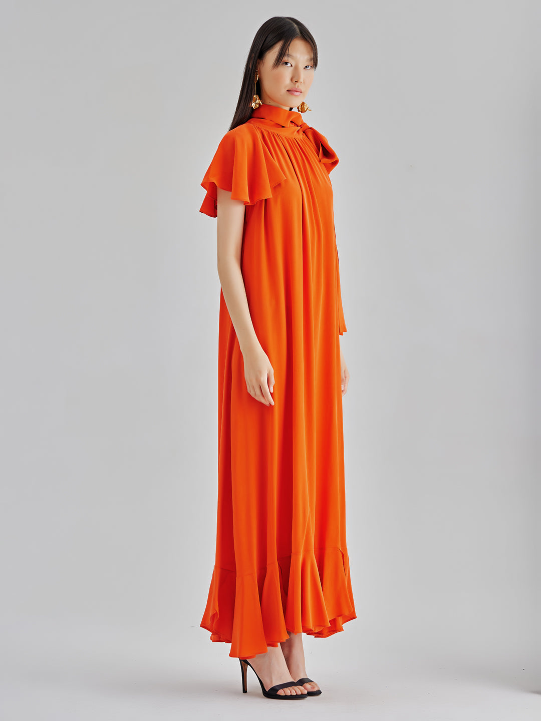 Caroline Silk Dress Orange