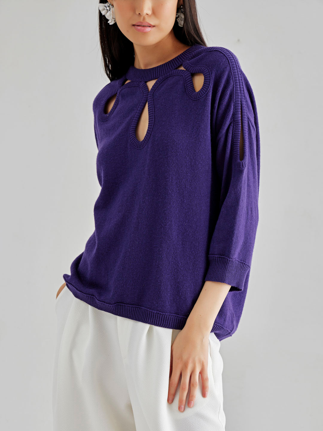 Romi Cut-Out Sweater Violet
