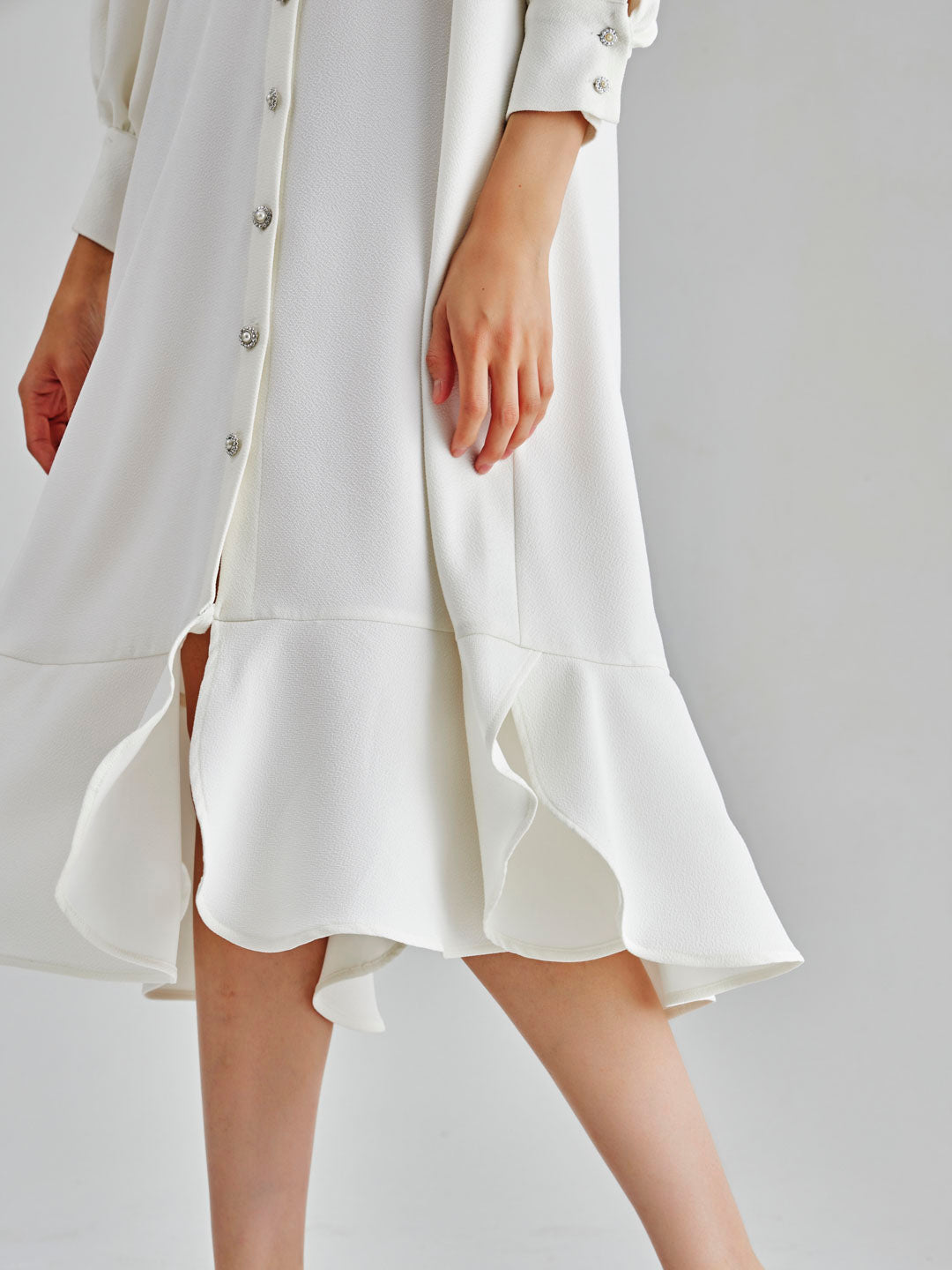 Isola Pearl Buttoned Dress White