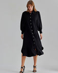 Isola Pearl Buttoned Dress Black