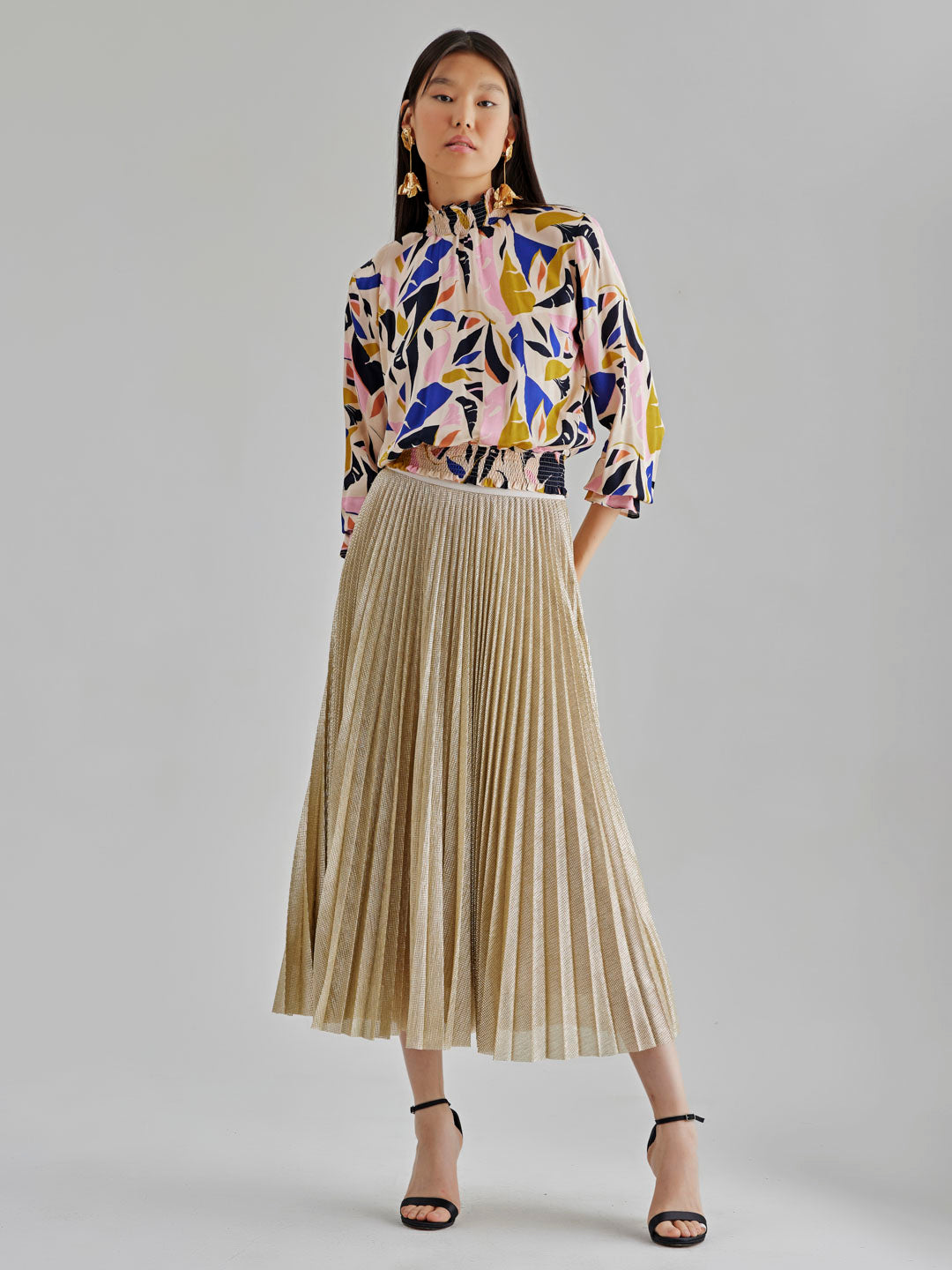 Aria Lame Skirt Gold