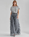 Pia Floral Skirt Grey