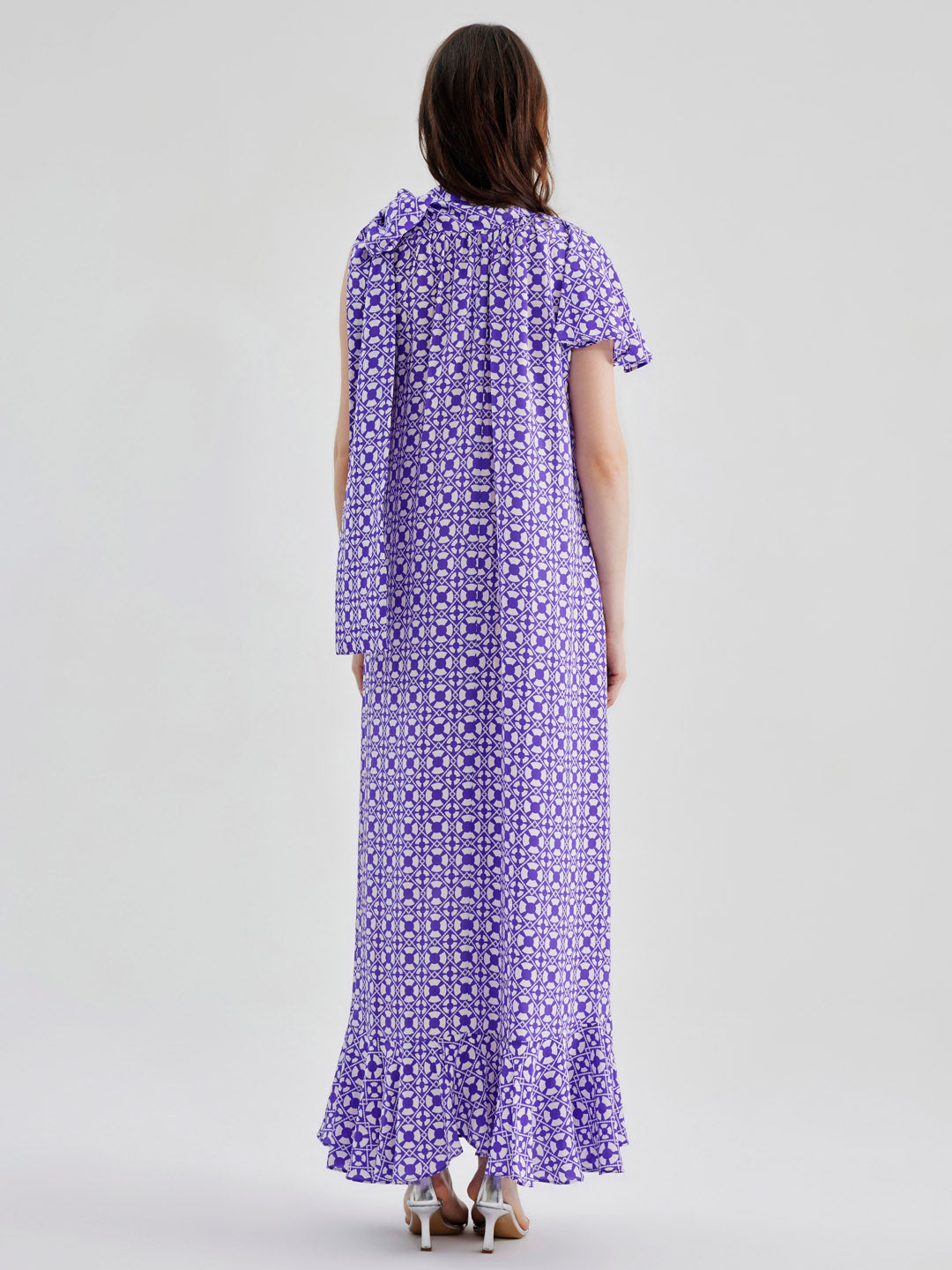 Caroline Silk Printed Dress Violet