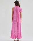 Caroline Silk Printed Dress Pink