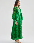 Sophie Sequin Embroidered Gown Green