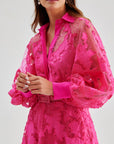 Sophie Sequin Embroidered Gown Fucshia