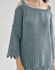 Gina Metallic Sweater Blue